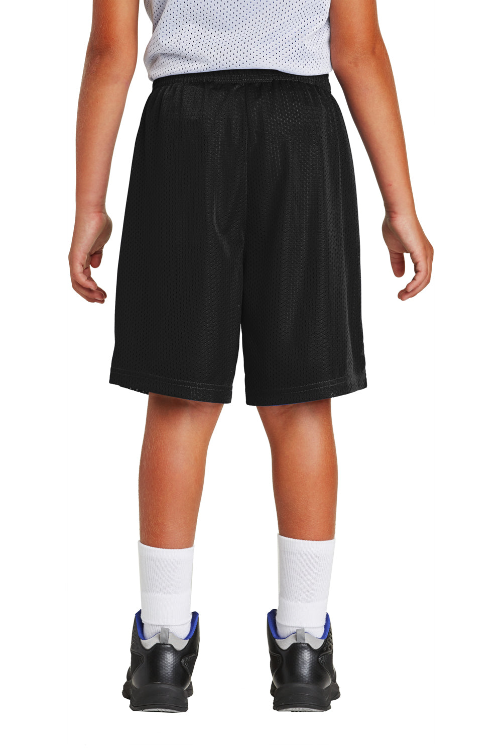 Sport-Tek YST510 Youth Moisture Wicking Classic Mesh Shorts Black Model Back