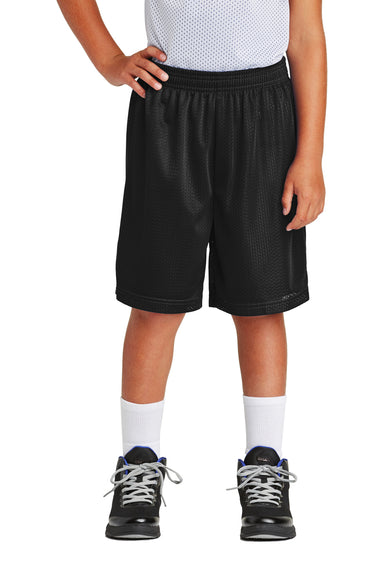 Sport-Tek YST510 Youth Moisture Wicking Classic Mesh Shorts Black Model Front