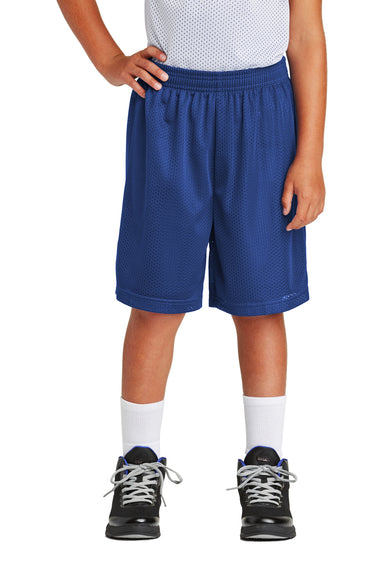 Sport-Tek YST510 Youth Moisture Wicking Classic Mesh Shorts True Royal Blue Model Front