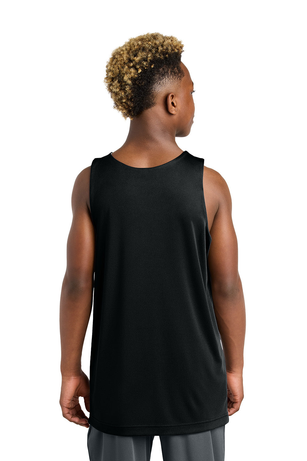 Sport-Tek YST551 Youth PosiCharge Competitor Rev Tank Top Black/White Model Back