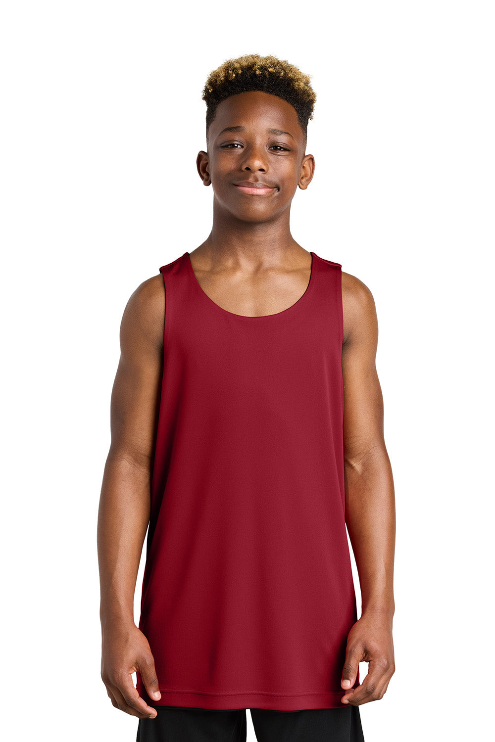 Sport-Tek YST551 Youth PosiCharge Competitor Rev Tank Top Deep Red/Black Model Front