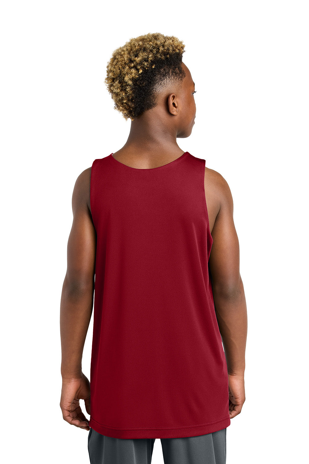 Sport-Tek YST551 Youth PosiCharge Competitor Rev Tank Top Deep Red/White Model Back