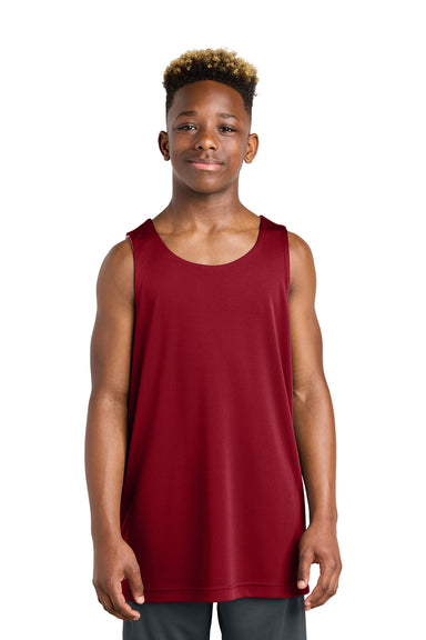 Sport-Tek YST551 Youth PosiCharge Competitor Rev Tank Top Deep Red/White Model Front