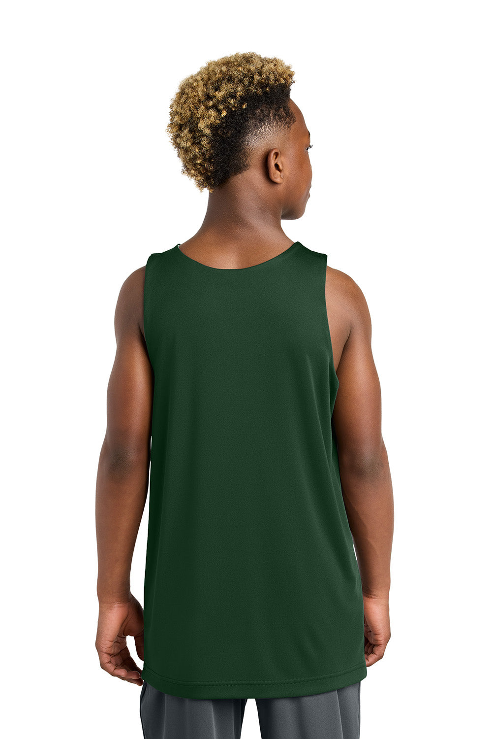 Sport-Tek YST551 Youth PosiCharge Competitor Rev Tank Top Forest Green/White Model Back