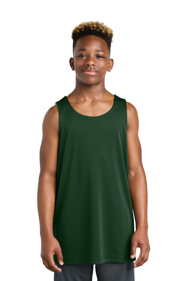 Sport-Tek YST551 Youth PosiCharge Competitor Rev Tank Top Forest Green/White Model Front