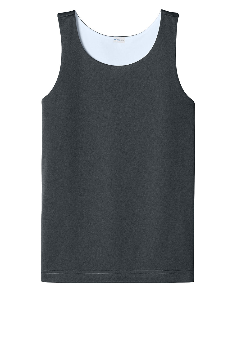 Sport-Tek YST551 Youth PosiCharge Competitor Rev Tank Top Iron Grey/White Flat Front