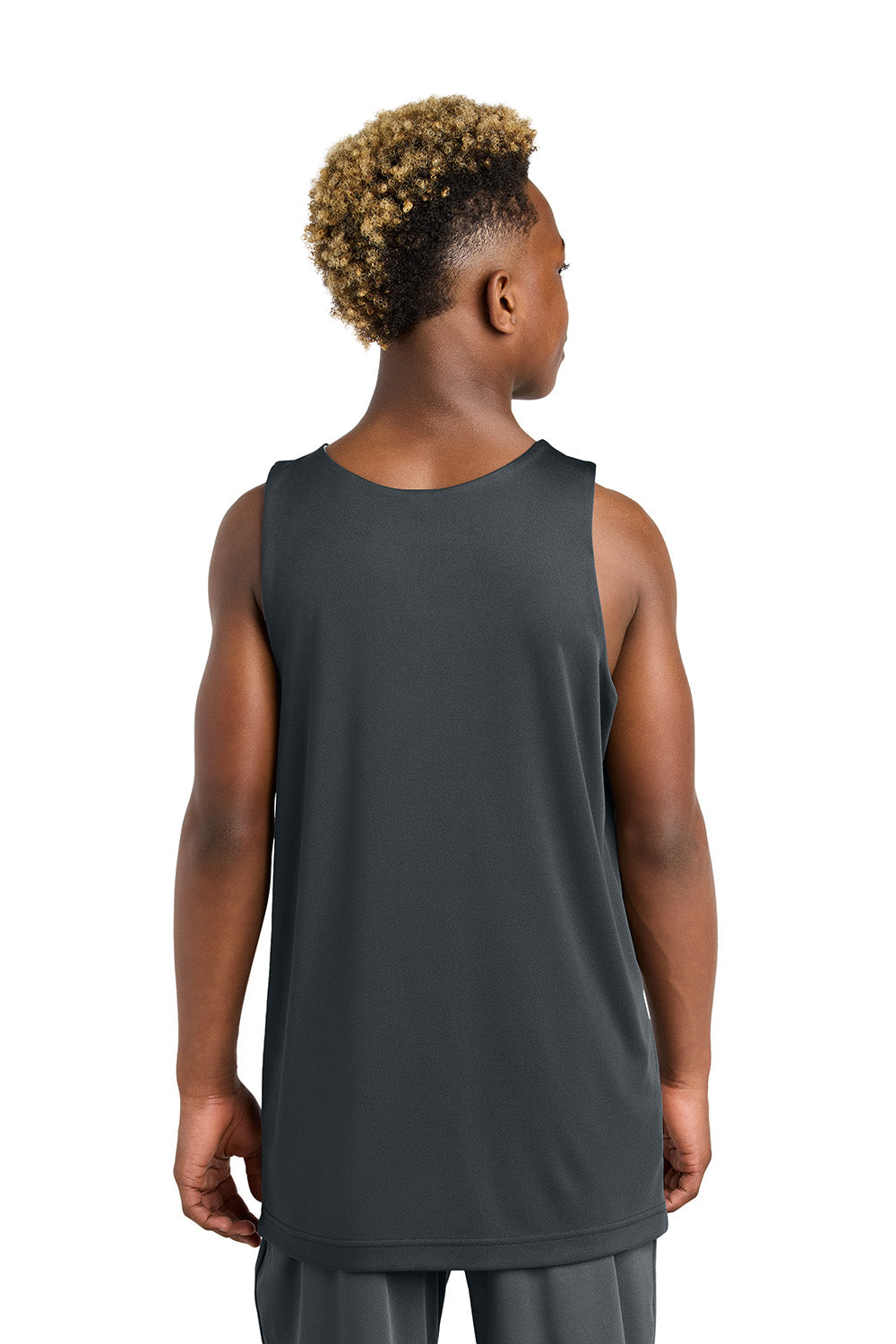 Sport-Tek YST551 Youth PosiCharge Competitor Rev Tank Top Iron Grey/White Model Back