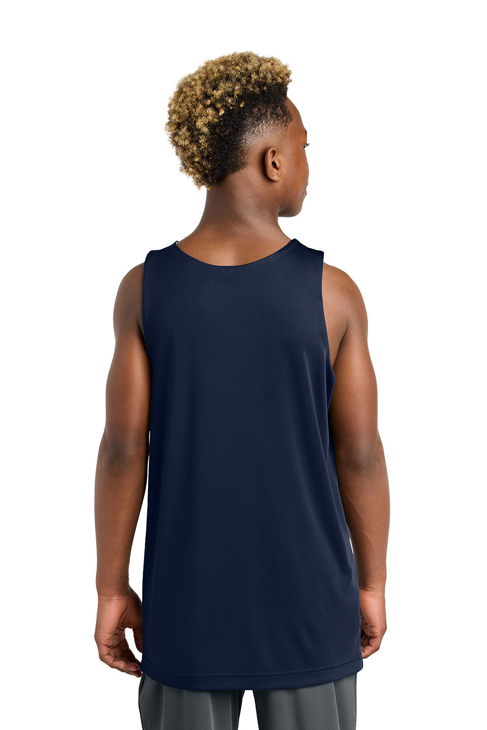 Sport-Tek YST551 Youth PosiCharge Competitor Rev Tank Top True Navy Blue/White Model Back