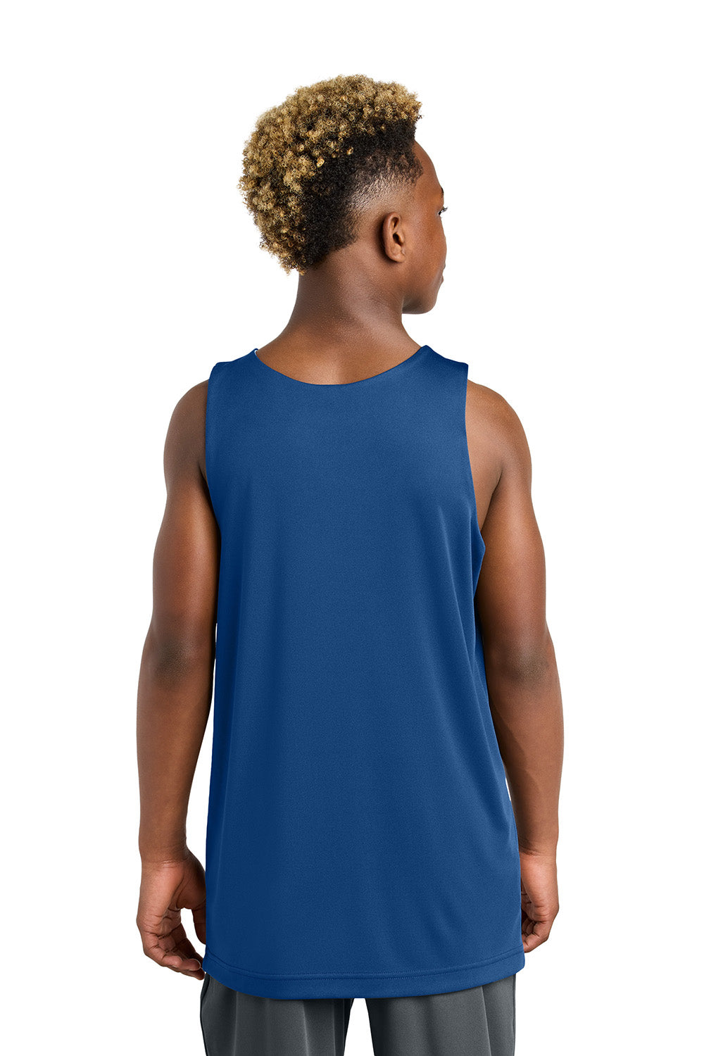 Sport-Tek YST551 Youth PosiCharge Competitor Rev Tank Top True Royal Blue/White Model Back