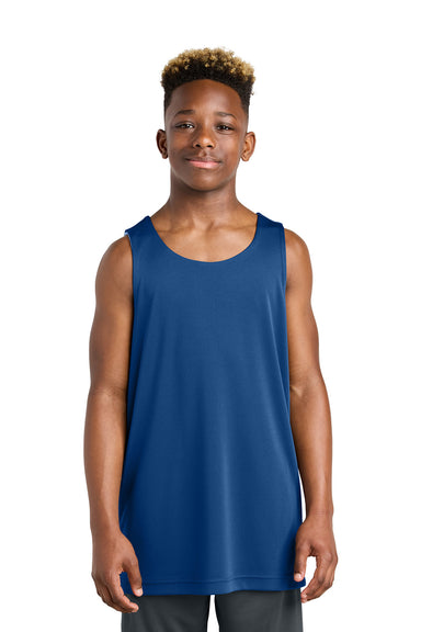 Sport-Tek YST551 Youth PosiCharge Competitor Rev Tank Top True Royal Blue/White Model Front