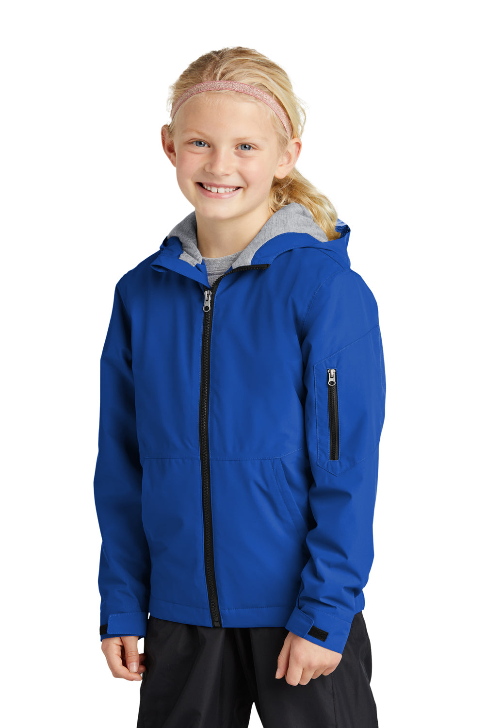 Sport-Tek YST56 Youth Waterproof Insulated Full Zip Hooded Jacket True Royal Blue Model 3q