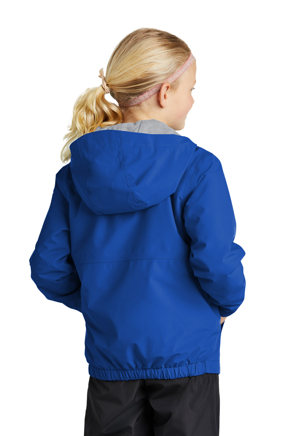 Sport-Tek YST56 Youth Waterproof Insulated Full Zip Hooded Jacket True Royal Blue Model Back