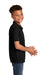 Sport-Tek YST640 Youth RacerMesh Moisture Wicking Short Sleeve Polo Shirt Black Model Side