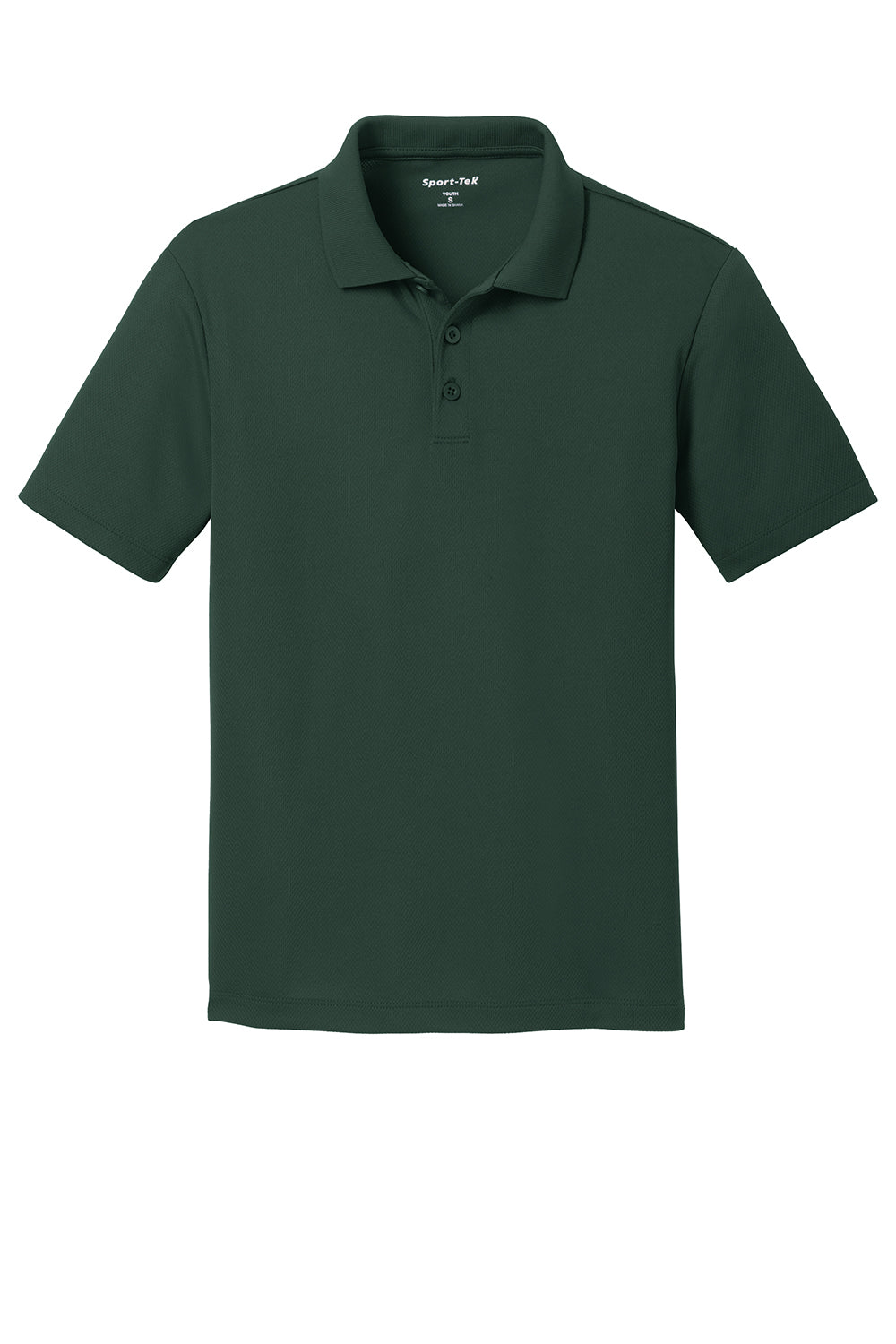 Sport-Tek YST640 Youth RacerMesh Moisture Wicking Short Sleeve Polo Shirt Dark Forest Green Flat Front