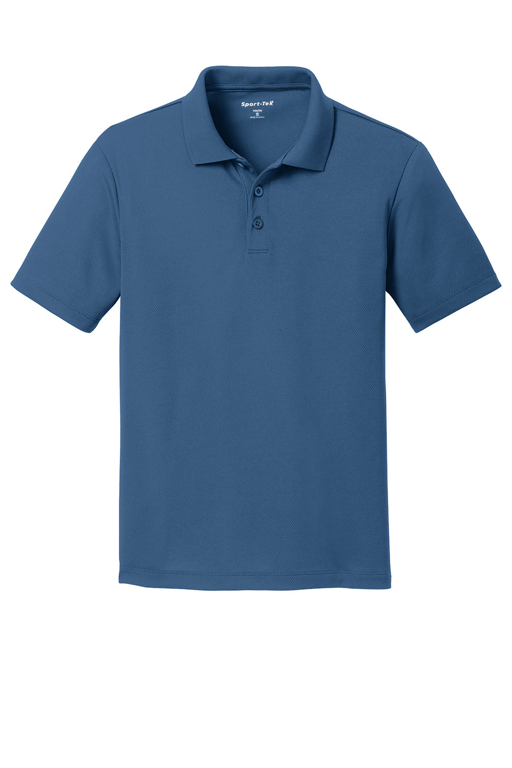 Sport-Tek YST640 Youth RacerMesh Moisture Wicking Short Sleeve Polo Shirt Dawn Blue Flat Front