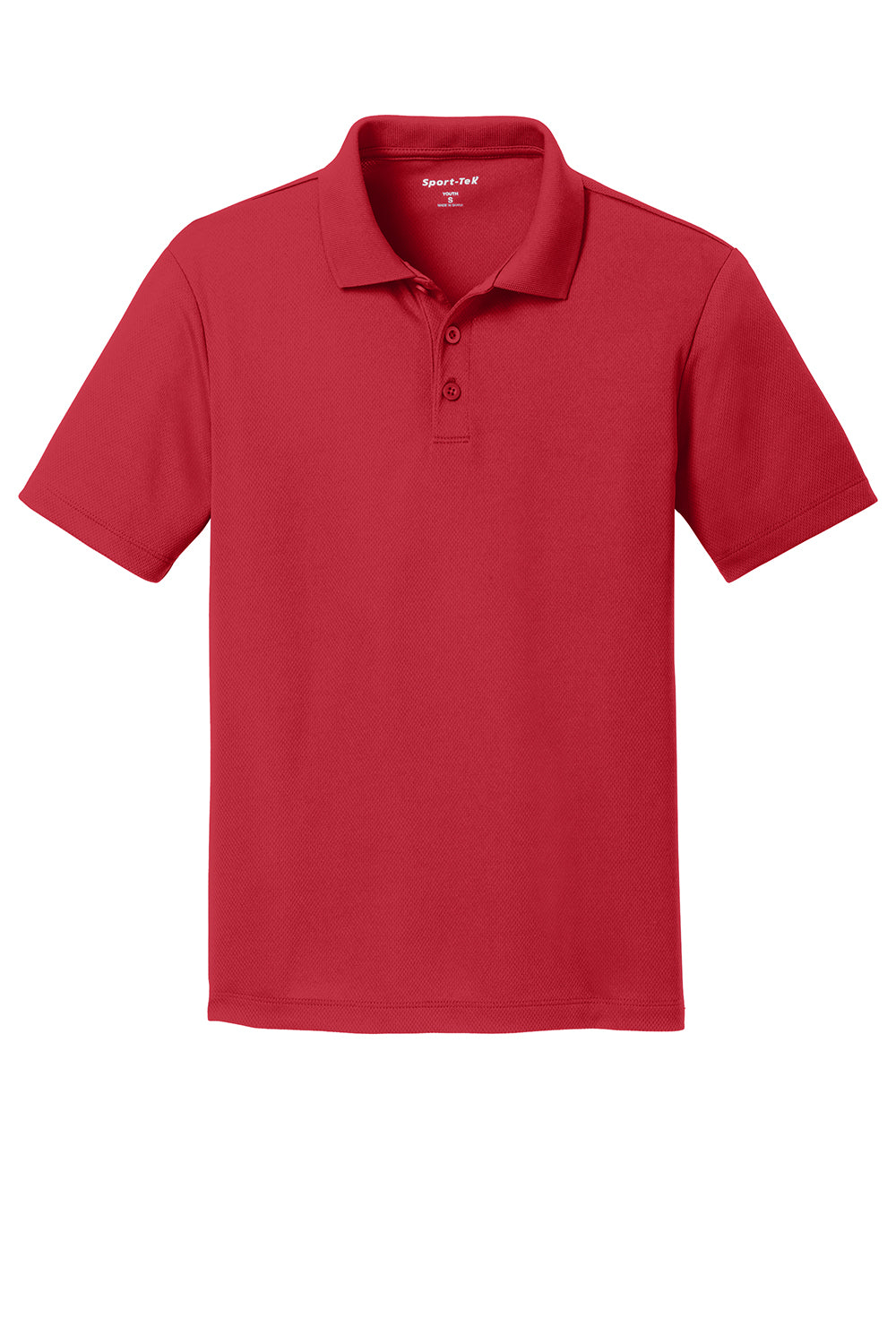 Sport-Tek YST640 Youth RacerMesh Moisture Wicking Short Sleeve Polo Shirt True Red Flat Front