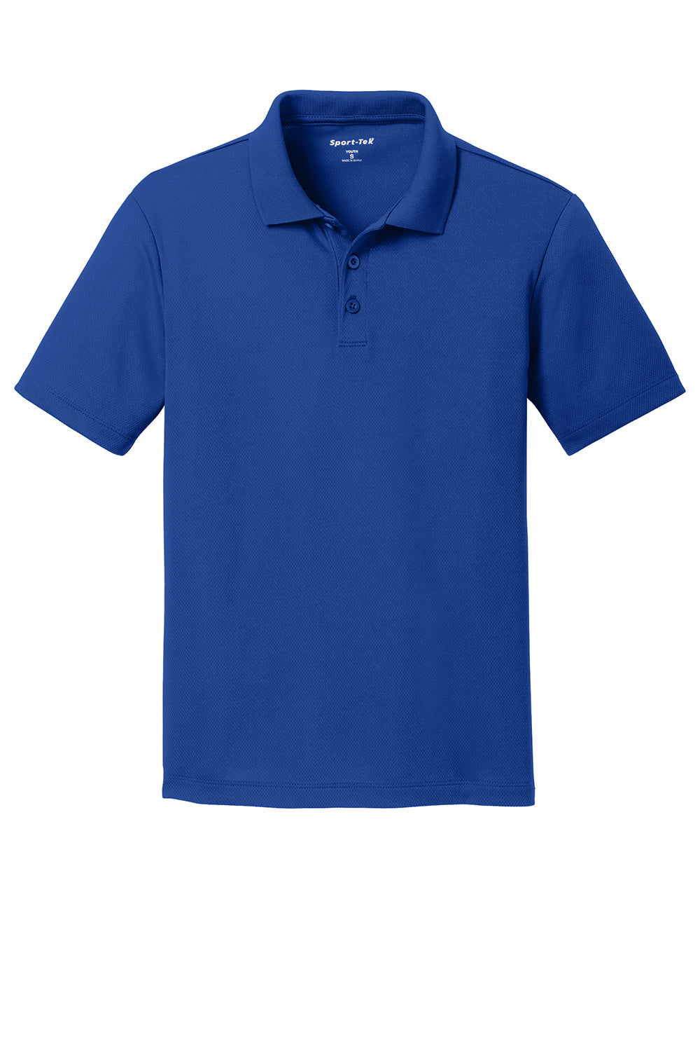 Sport-Tek YST640 Youth RacerMesh Moisture Wicking Short Sleeve Polo Shirt True Royal Blue Flat Front