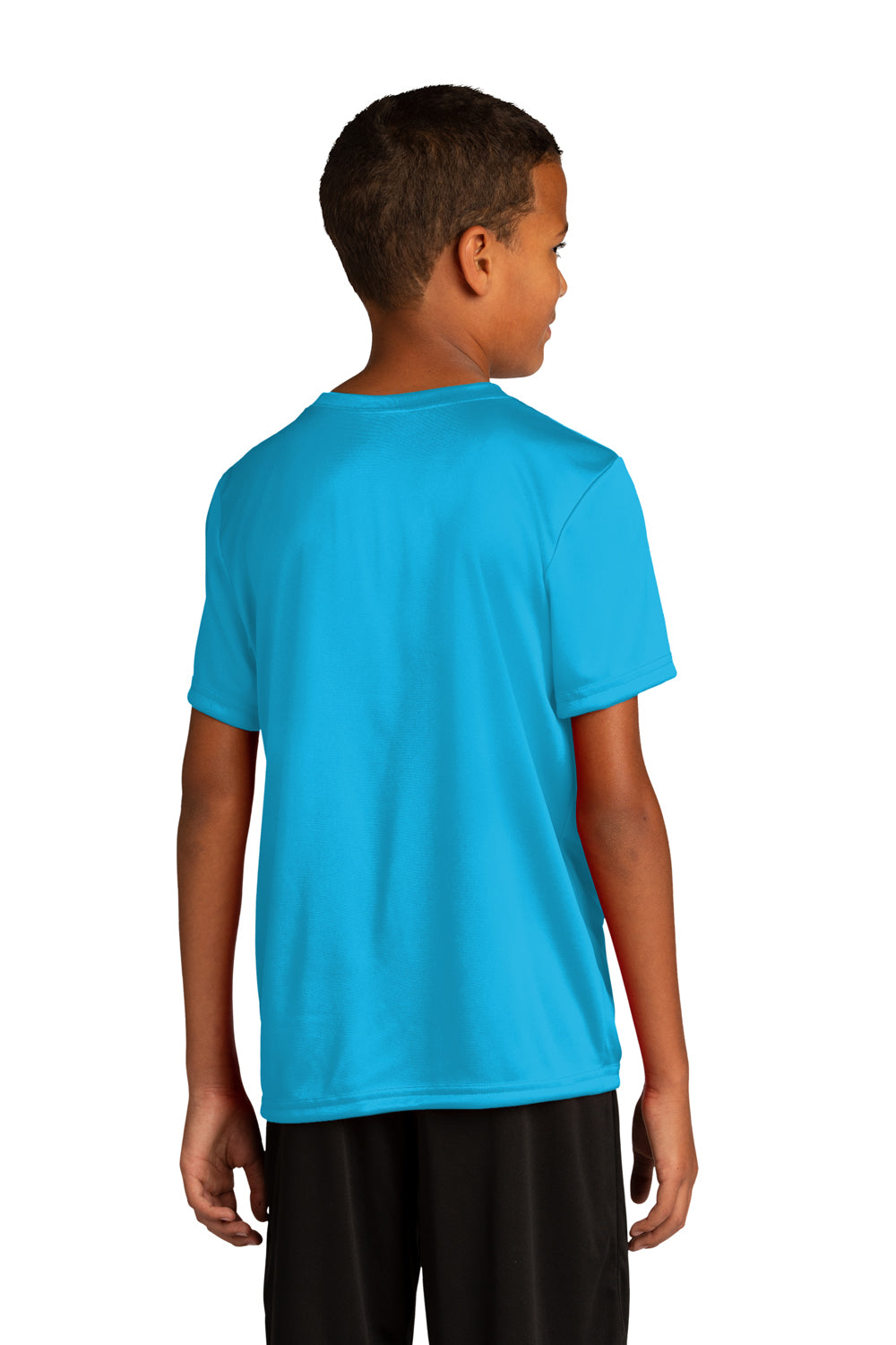 Sport-Tek YST720 Youth Re-Compete Moisture Wicking Short Sleeve Crewneck T-Shirt Atomic Blue Model Back