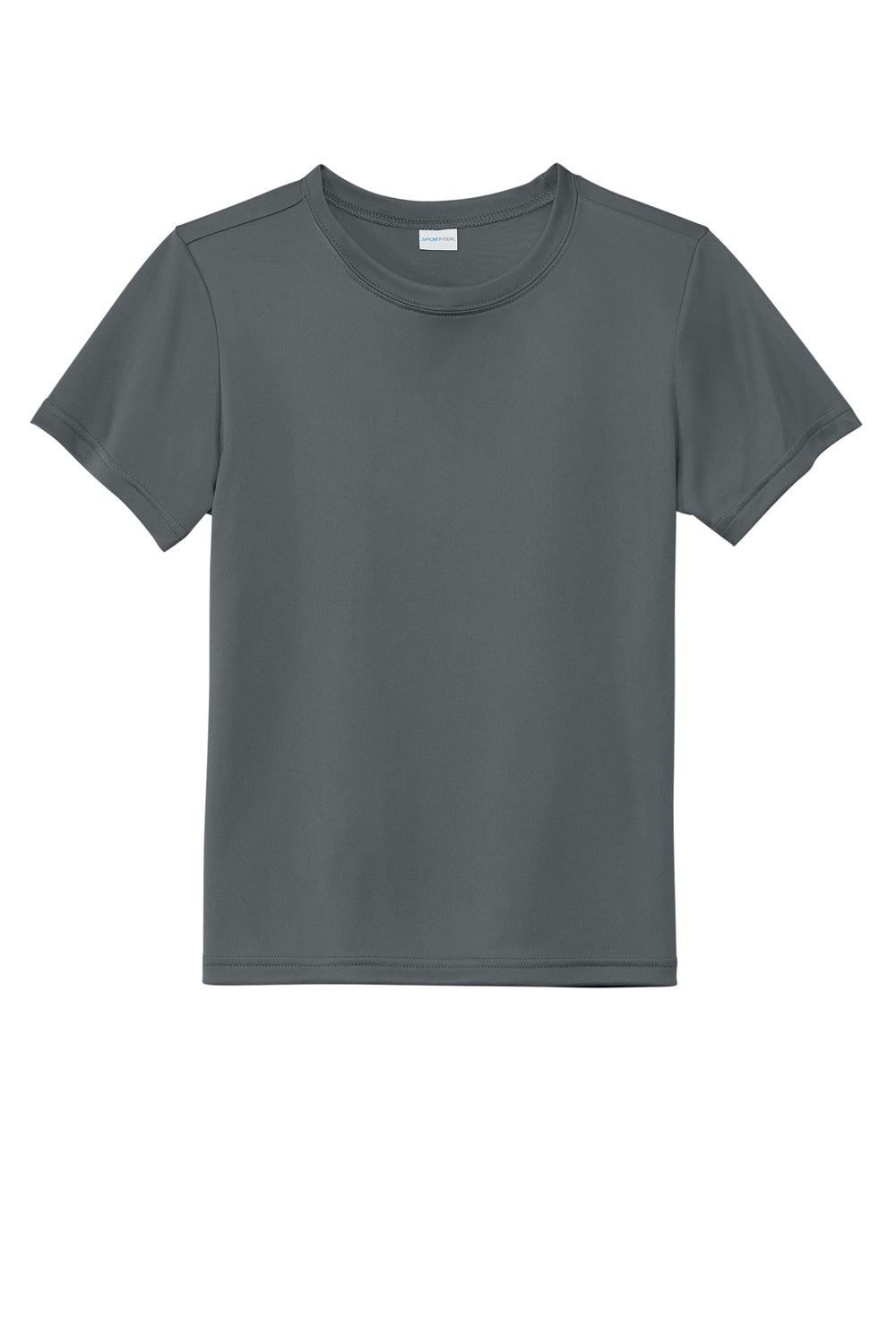 Sport-Tek YST720 Youth Re-Compete Moisture Wicking Short Sleeve Crewneck T-Shirt Iron Grey  Flat Front