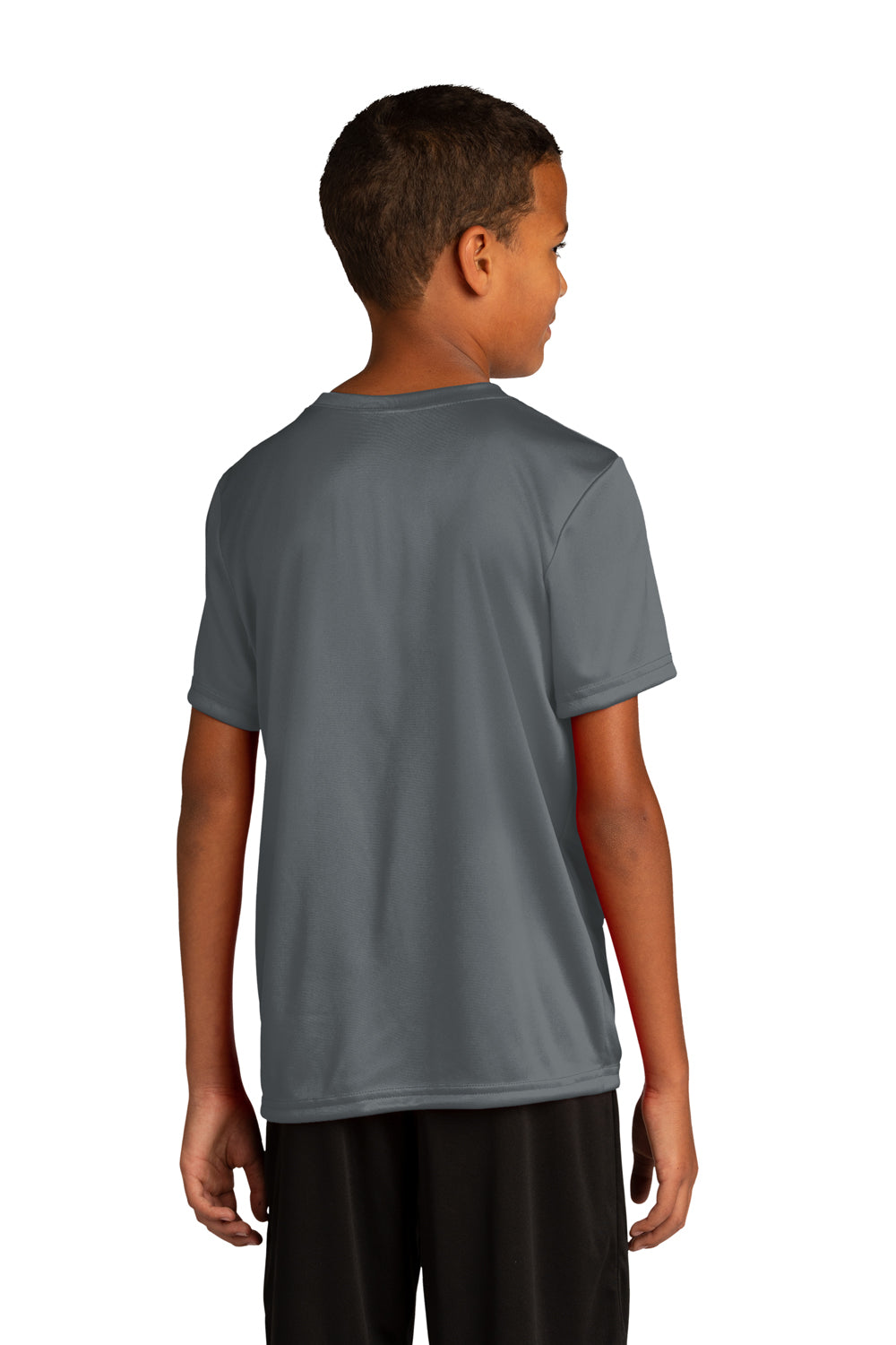 Sport-Tek YST720 Youth Re-Compete Moisture Wicking Short Sleeve Crewneck T-Shirt Iron Grey  Model Back