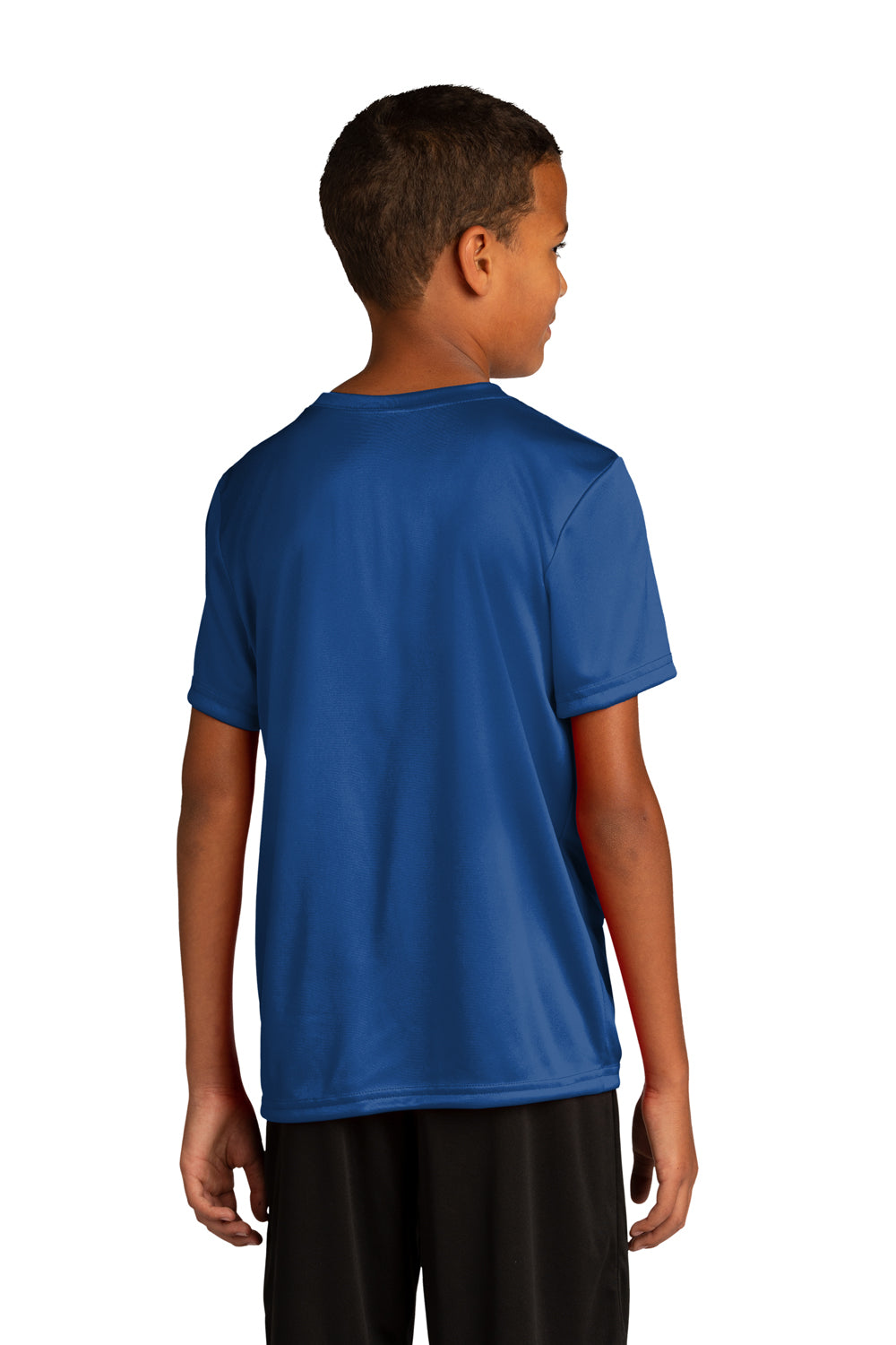 Sport-Tek YST720 Youth Re-Compete Moisture Wicking Short Sleeve Crewneck T-Shirt True Royal Blue Model Back