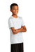 Sport-Tek YST720 Youth Re-Compete Moisture Wicking Short Sleeve Crewneck T-Shirt White Model 3q