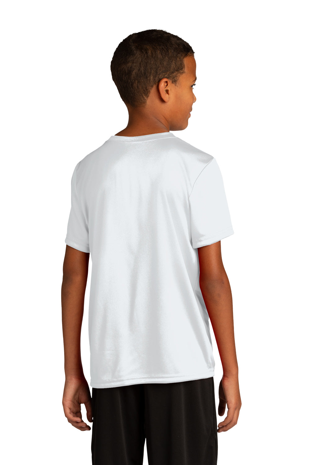 Sport-Tek YST720 Youth Re-Compete Moisture Wicking Short Sleeve Crewneck T-Shirt White Model Back