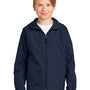 Sport-Tek Youth Water Resistant Full Zip Hooded Jacket - True Navy Blue