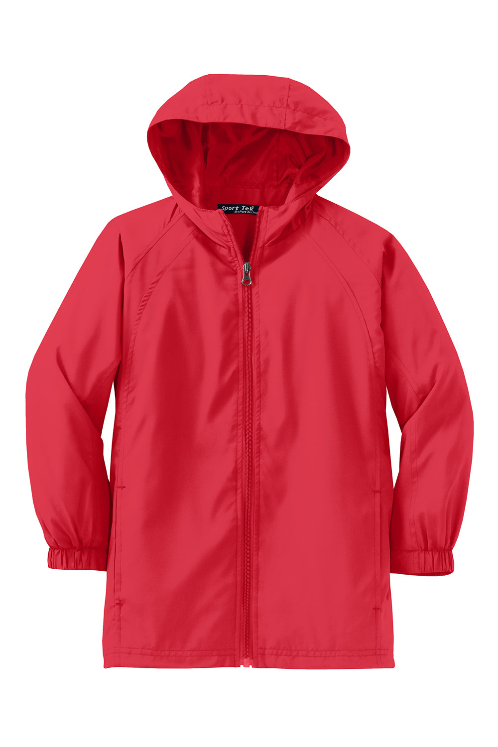 Sport-Tek YST73 Youth Water Resistant Full Zip Hooded Jacket True Red Flat Front