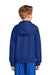 Sport-Tek YST73 Youth Water Resistant Full Zip Hooded Jacket True Royal Blue Model Back