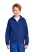 Sport-Tek YST73 Youth Water Resistant Full Zip Hooded Jacket True Royal Blue Model Front