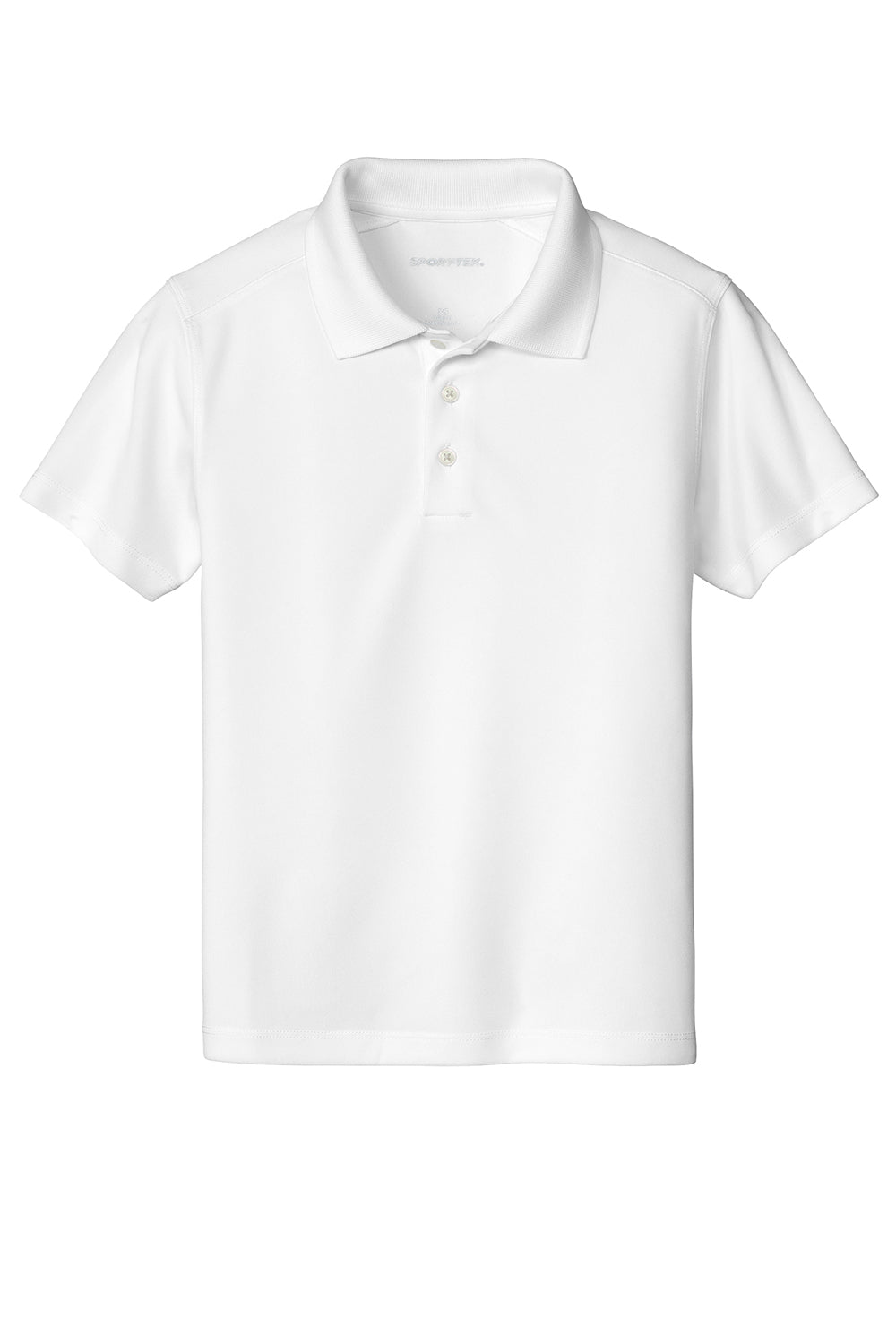 Sport-Tek YST740 Youth Moisture Wicking Micropique Short Sleeve Polo Shirt White Flat Front