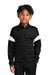 Sport-Tek YST800 Youth Travel Full Zip Jacket Black/White Model Front