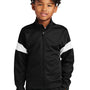 Sport-Tek Youth Moisture Wicking Travel Full Zip Jacket - Black/White - New