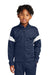 Sport-Tek YST800 Youth Travel Full Zip Jacket True Navy Blue/White Model Front