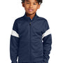 Sport-Tek Youth Moisture Wicking Travel Full Zip Jacket - True Navy Blue/White - New