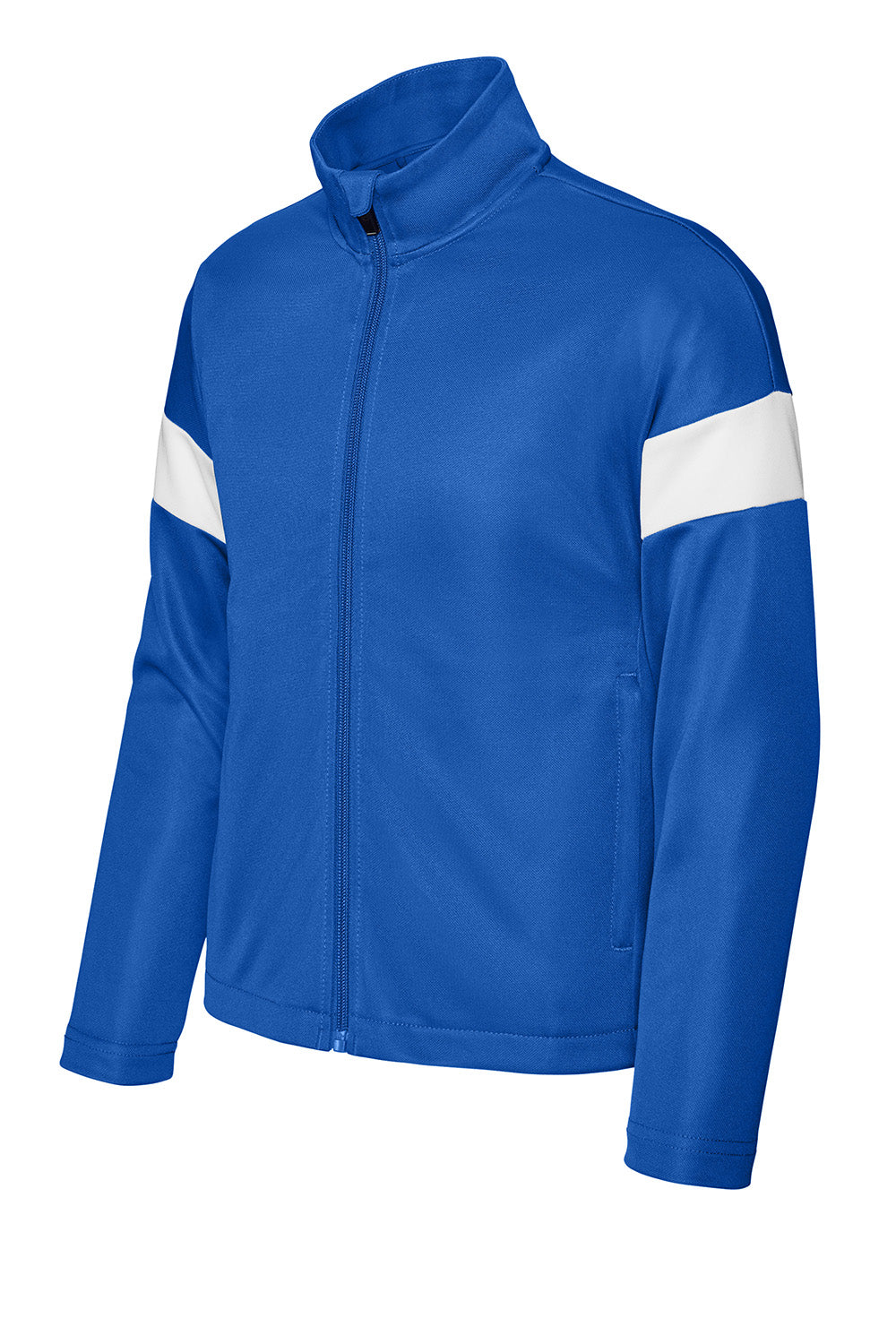 Sport-Tek YST800 Youth Travel Full Zip Jacket True Royal Blue/White Flat Front