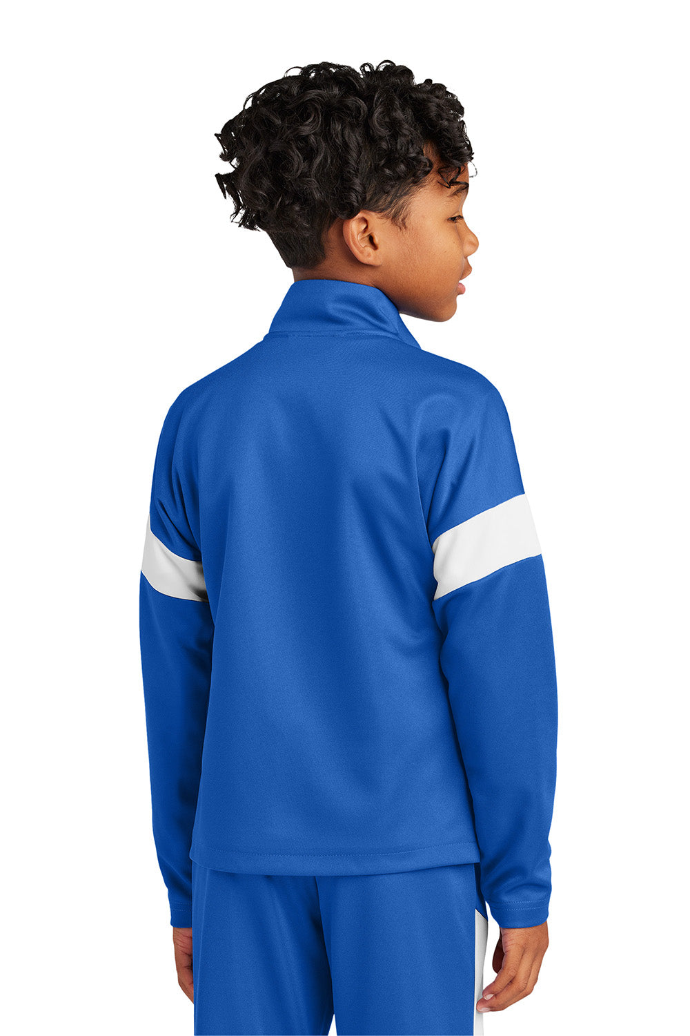 Sport-Tek YST800 Youth Travel Full Zip Jacket True Royal Blue/White Model Back