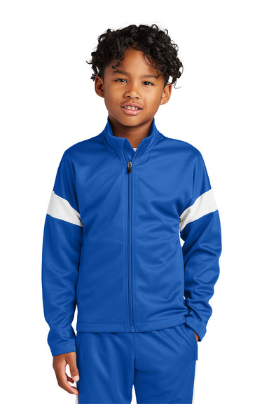 Sport-Tek YST800 Youth Travel Full Zip Jacket True Royal Blue/White Model Front