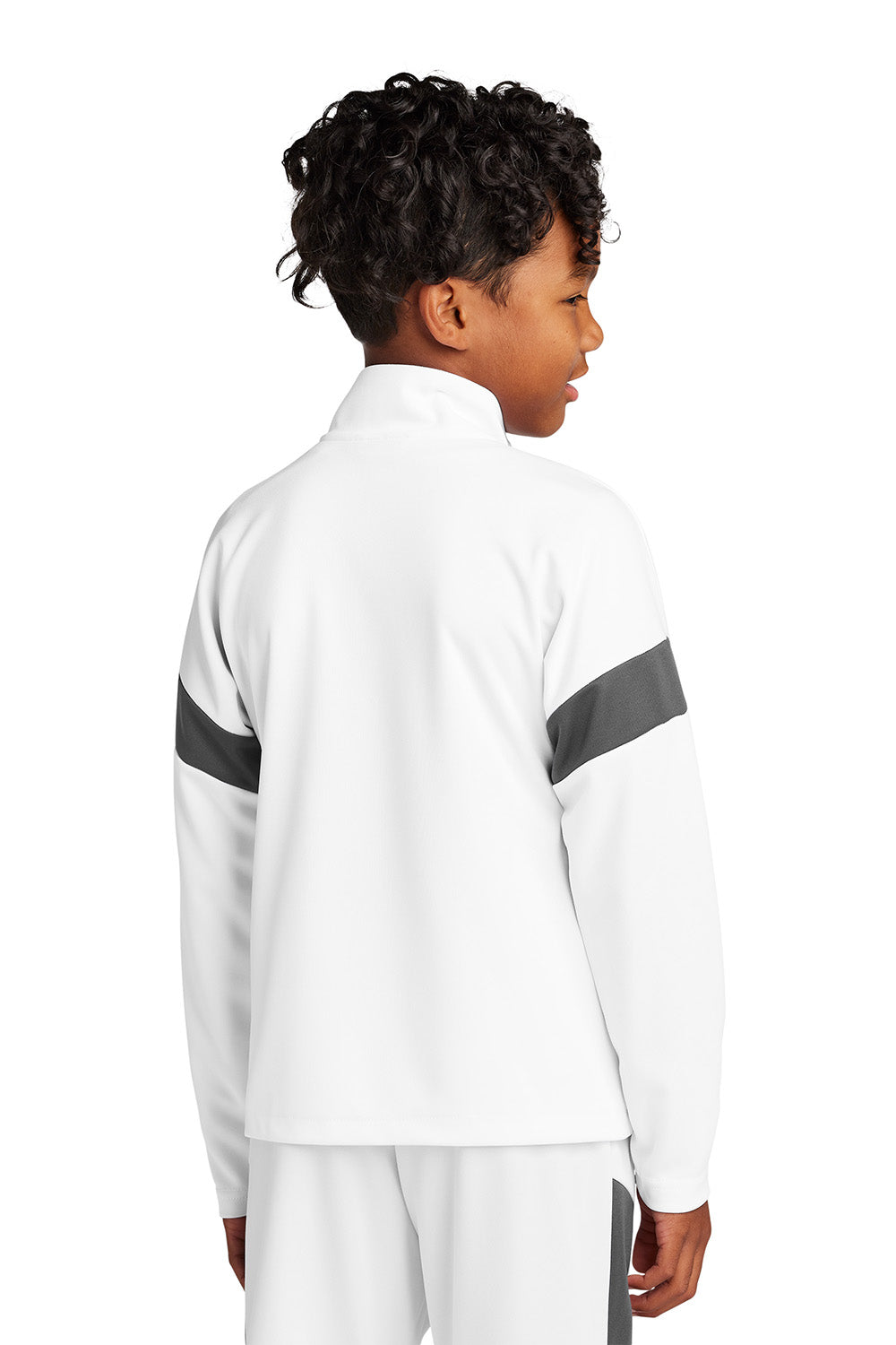 Sport-Tek YST800 Youth Travel Full Zip Jacket White/Iron Grey Model Back