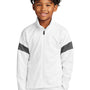 Sport-Tek Youth Moisture Wicking Travel Full Zip Jacket - White/Iron Grey - New