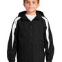 Sport-Tek Youth Full Zip Hooded Jacket - Black/White