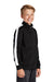 Sport-Tek YST94 Youth Full Zip Track Jacket Black/White Model 3q