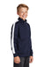 Sport-Tek YST94 Youth Full Zip Track Jacket True Navy Blue/White Model 3q