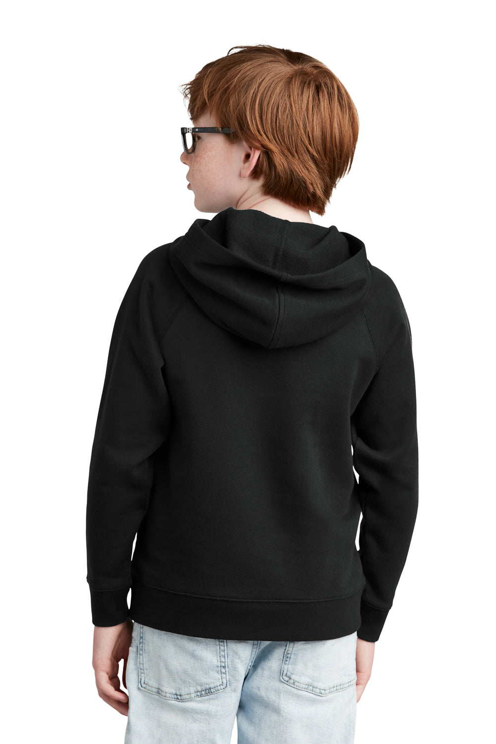 Sport-Tek YSTF200 Youth Drive Fleece Hooded Sweatshirt Hoodie Black Model Back