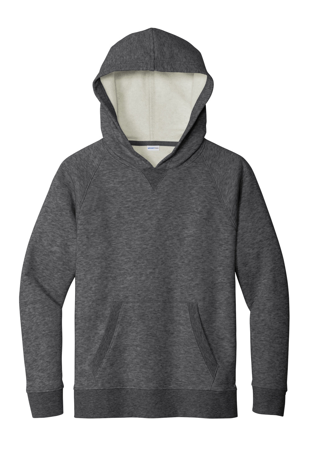 Sport-Tek YSTF200 Youth Drive Fleece Hooded Sweatshirt Hoodie Heather Graphite Grey Flat Front