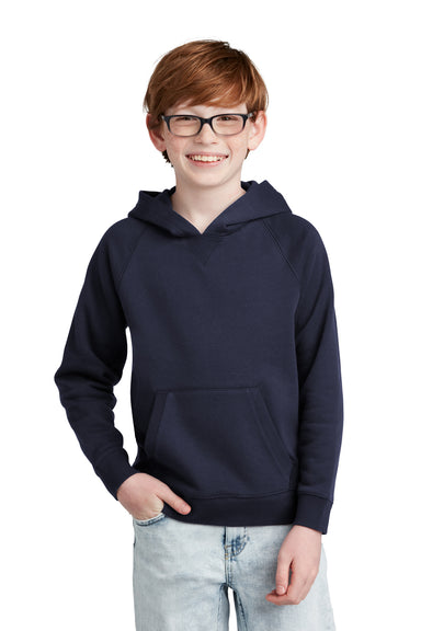 Sport-Tek YSTF200 Youth Drive Fleece Hooded Sweatshirt Hoodie True Navy Blue Model Front