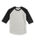 Sport-Tek YT200 Youth 3/4 Sleeve Crewneck T-Shirt Heather Grey/Black Flat Front