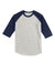 Sport-Tek YT200 Youth 3/4 Sleeve Crewneck T-Shirt Heather Grey/Navy Blue Flat Front