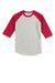 Sport-Tek YT200 Youth 3/4 Sleeve Crewneck T-Shirt Heather Grey/Red Flat Front